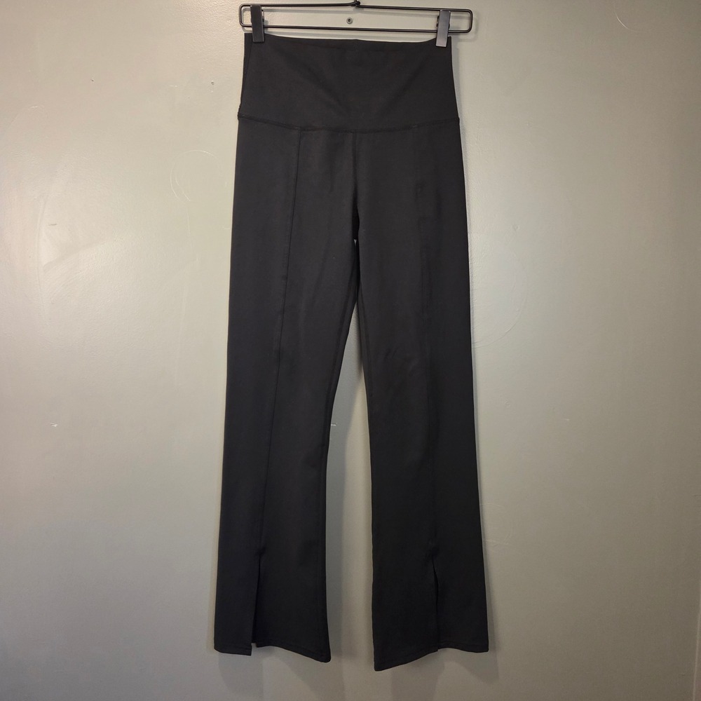 Zobha Women's High Waist Straight Leg Split Hem Yoga Pant Size M Black Active